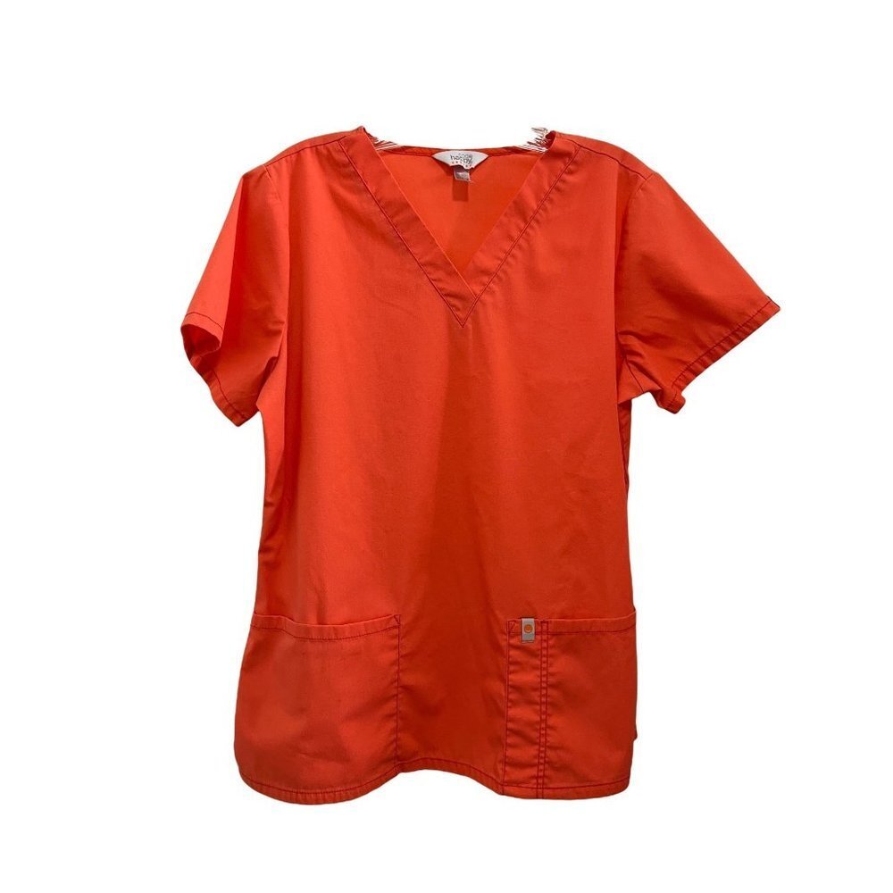 Code Happy Scrubs Top  Cotton Size Med Orange